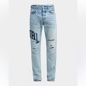 Amiri Trashed Distressed Light Denim Men’s Skinny Jeans NWT Size 28